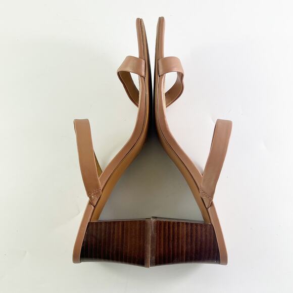 & Other Stories Duo Strap Leather Block Heeled Sandals Heels Shoes Tan Brown 9.5 - Picture 8 of 13